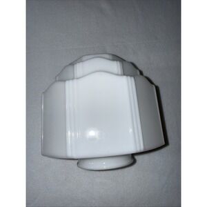 Art Deco Skyscraper Milk Glass Ceiling Light Shade – VTG Architectural Fixture